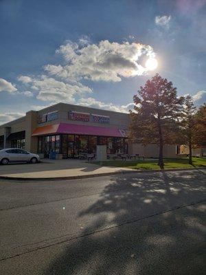 Outside the Dunkin Donuts from the Brickyard Mall.