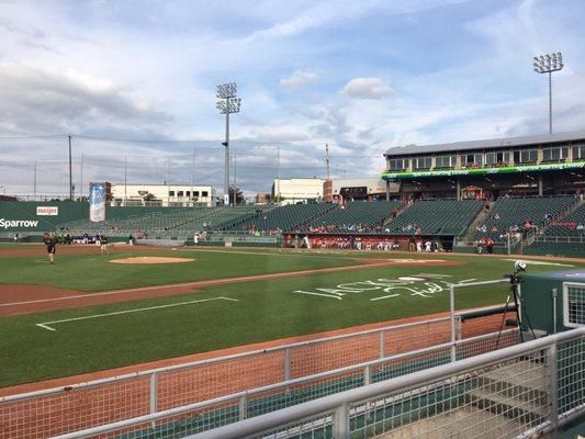 Inside the stadium.