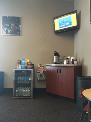 Free water and tv while you wait