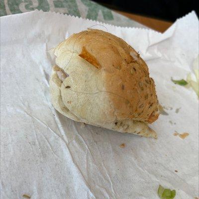 had a long hair on my sub that's like imbedded. not my first time experiencing this with subway, maybe invest in hairnets?