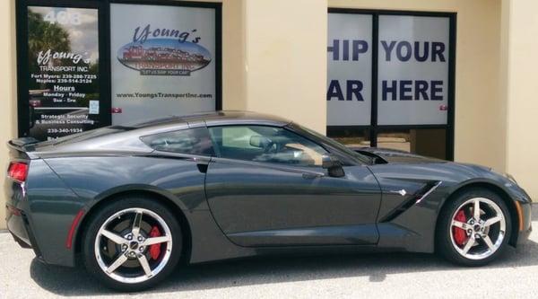 2015 Corvette transported on our 10 car open carrier