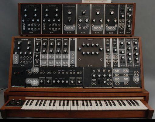 Vintage Moog modular synthesizer.  This complex machine changed music forever.