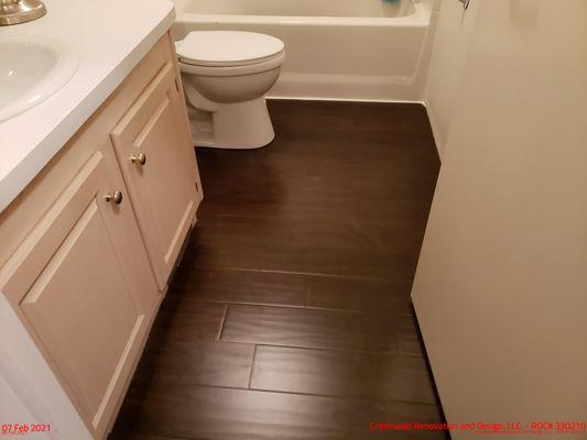 New bathroom floor installation.