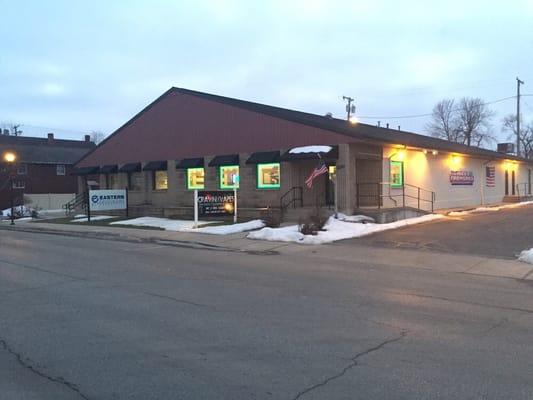 The front view of the store from the street.