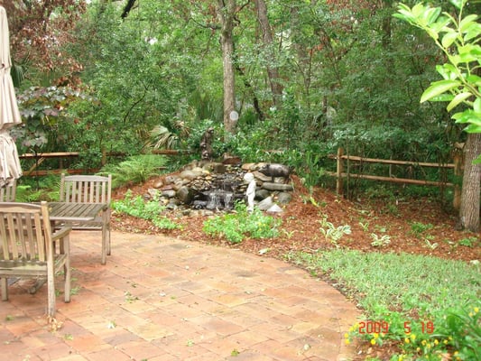 Custom paver patio and water feature.