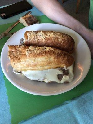 Cheesesteak on garlic bread is awesome