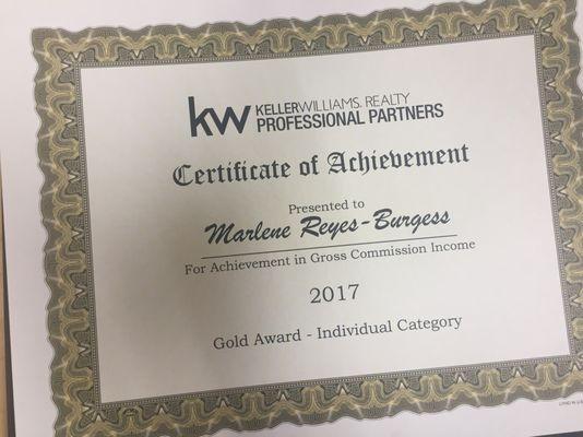 Keller Williams Professional Partners - Gold Award