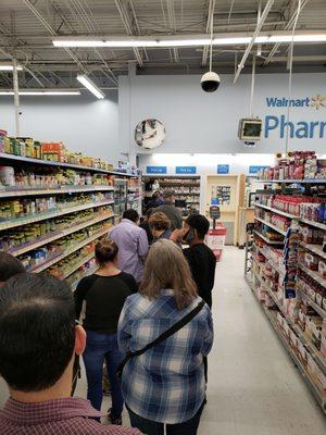 The usual line to fill a prescription. Go to CVS it is faster