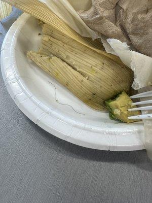 A hair in my tamale (Chicken Green Spicy Tamale)