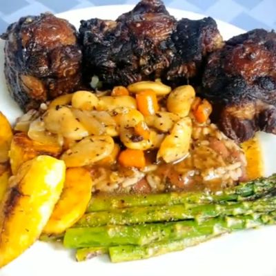 Caribbean Oxtails with Rice & Peas.