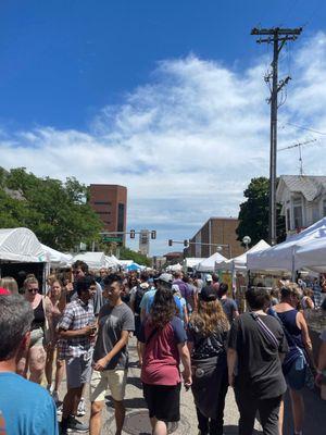 Ann Arbor Art Fair! The better weather, the more people! Vendors lining every major AA street on both sides!