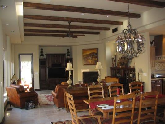 Added ceiling beams in family room to home in Paradise Valley