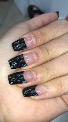 Black LV nail tips