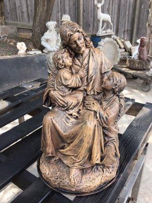 Jesus said let the little children come to me  Jesus's statue with children  Painted with antique finish