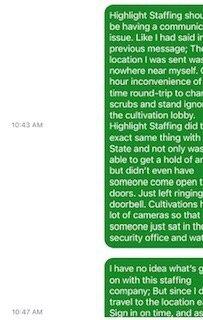 Unanswered texts regarding the Highlite Staffing and their shady practices