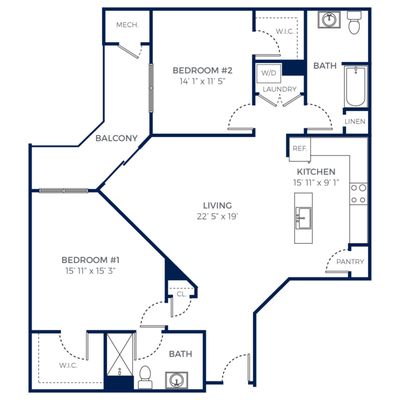 Two Bedrooms Two Bathrooms 1,344 Sq. Ft.