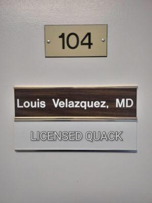 Dr louis A Velazquez, MD, Quack