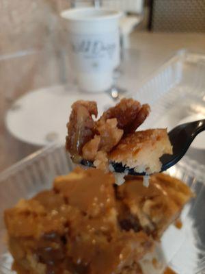 Cajun sweet flavor pecans in moist bread pudding bar