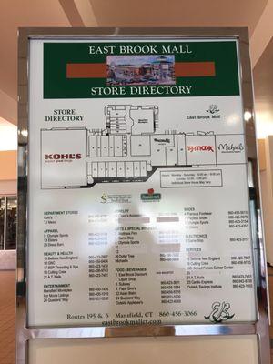 Current directory of the Mall, notice closed stores have been covered with white out