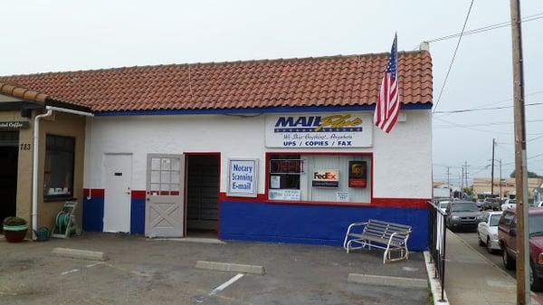 The Red, White and Blue building at the corner of Price and Main Streets.