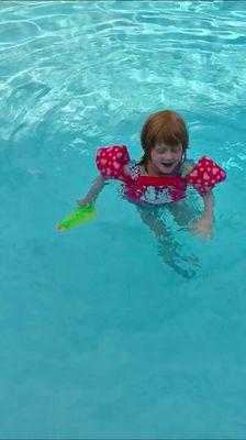 She loves the hotel pool we brought the floaty for her.