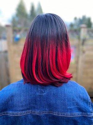 Brown to Neon Red Ombré