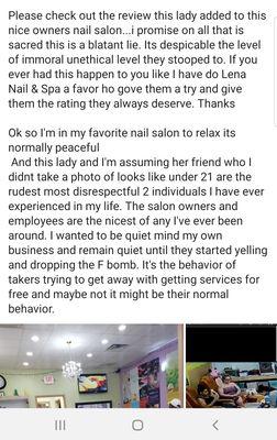 Best Nail Salon I've been to in Texarkana. The lady in picture did not speak truth. Disregard he comment