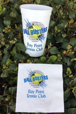 Custom Cups and Napkins for Bay Point Ballbusters Tennis