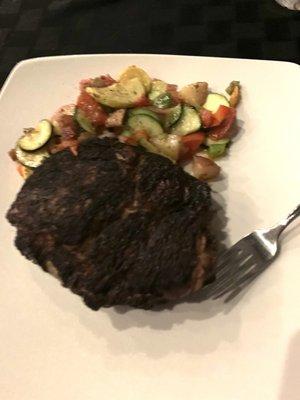 Rib eye with veggies