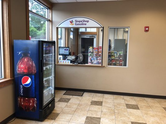 They are selling some snacks and refreshments but no lottery or cigarettes.