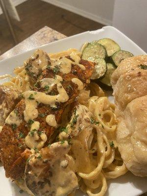 Our Salmon Pasta is one of our customers favorites.