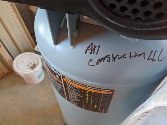 Billy wrote his company name on a my compressor. He didn't own it, I did.