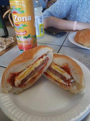 Our fave pork roll, egg and cheese