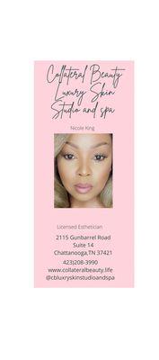 Owner and Board certified licensed Esthetician 
 Nicole King