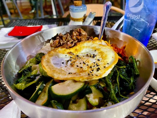 Bibimbap Dinner,  served with fresh sweet chili sauce,  it was a lot of food, and really good!