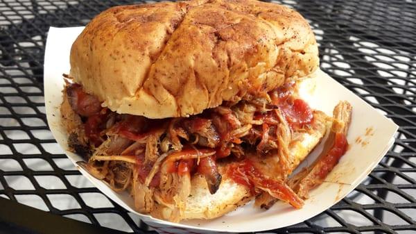 Pulled pork sandwich with your choice of BBQ sauce