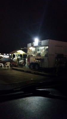 Hot dog stand next to it. You'll not going to miss it. Hand made tortillas with the lady on the side.