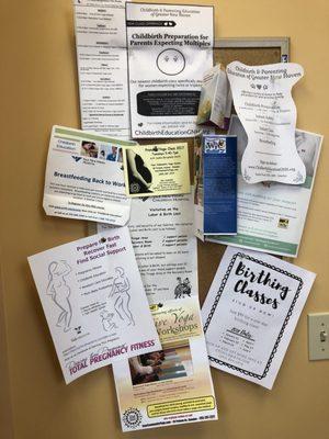 Helpful community flyers in the exam room