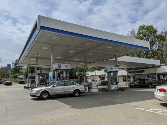 Gas station. There are 12 pumps at this Chevron.