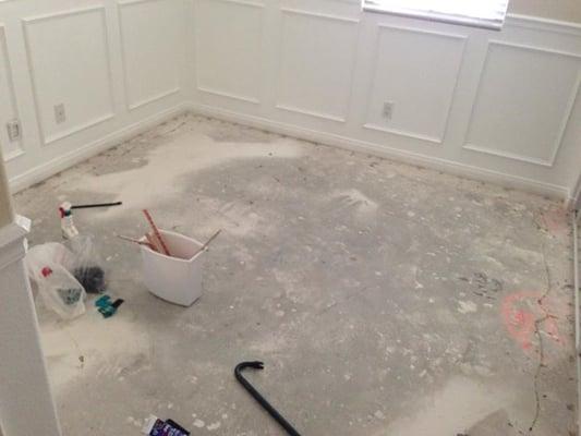 Hardwood floor installation before picture.