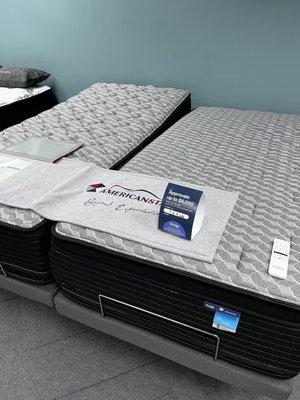 Adjustable power bases, split king double-sided pillow top mattresses with cooling gel memory foam.