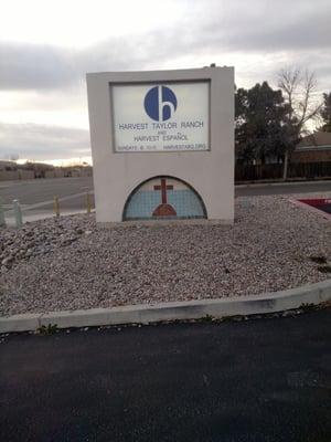 Previous sign before name change to Harvest Church.