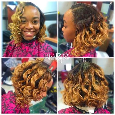 #Full Sew In with Minimum Leave Out - Cut and styled into a Curly Bob