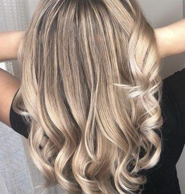 Hollywood Scarlet hand painted balayage blonde