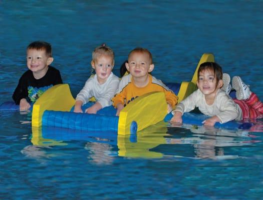 Swimming in clothes with friends.