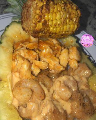 shrimp and chicken carribbean bowl