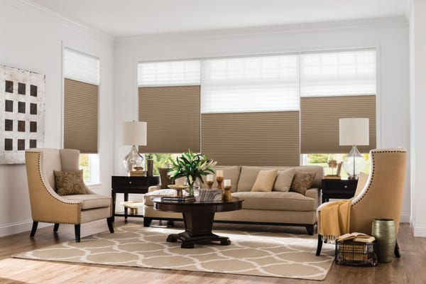 For total coverage, pair cordless cellular shades with pleated shades.