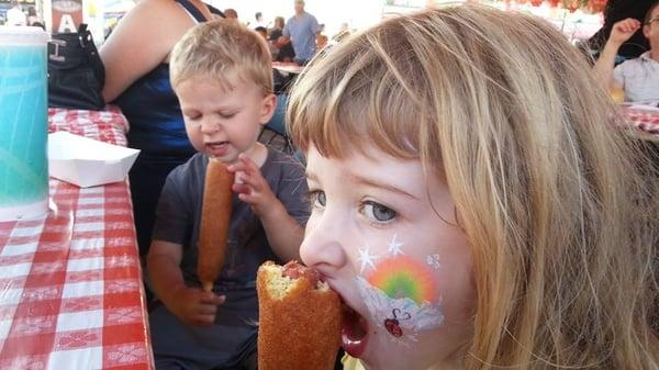 Hand dipped corndogs and face painting!