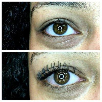 Before and after Eyelash Extensions by Haidyn.