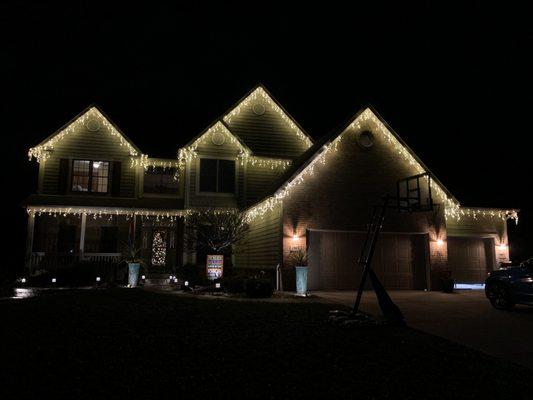 Our house looking festive thanks to the Light Before Christmas!